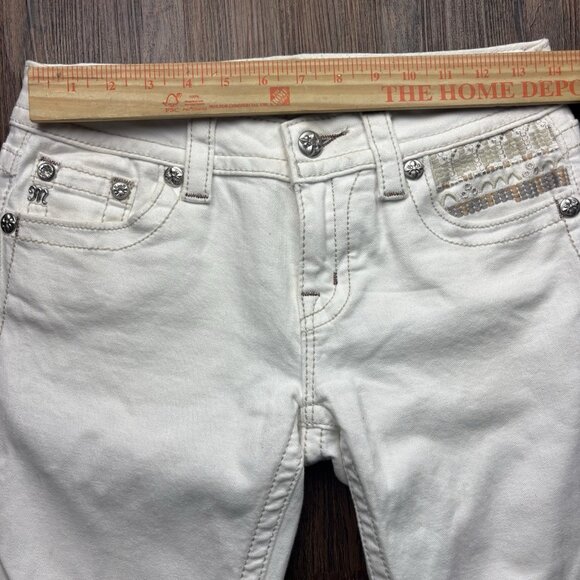 Miss Me Cuffed Skinny Jeans Embellished White Women’s Size 27 - Picture 9 of 13